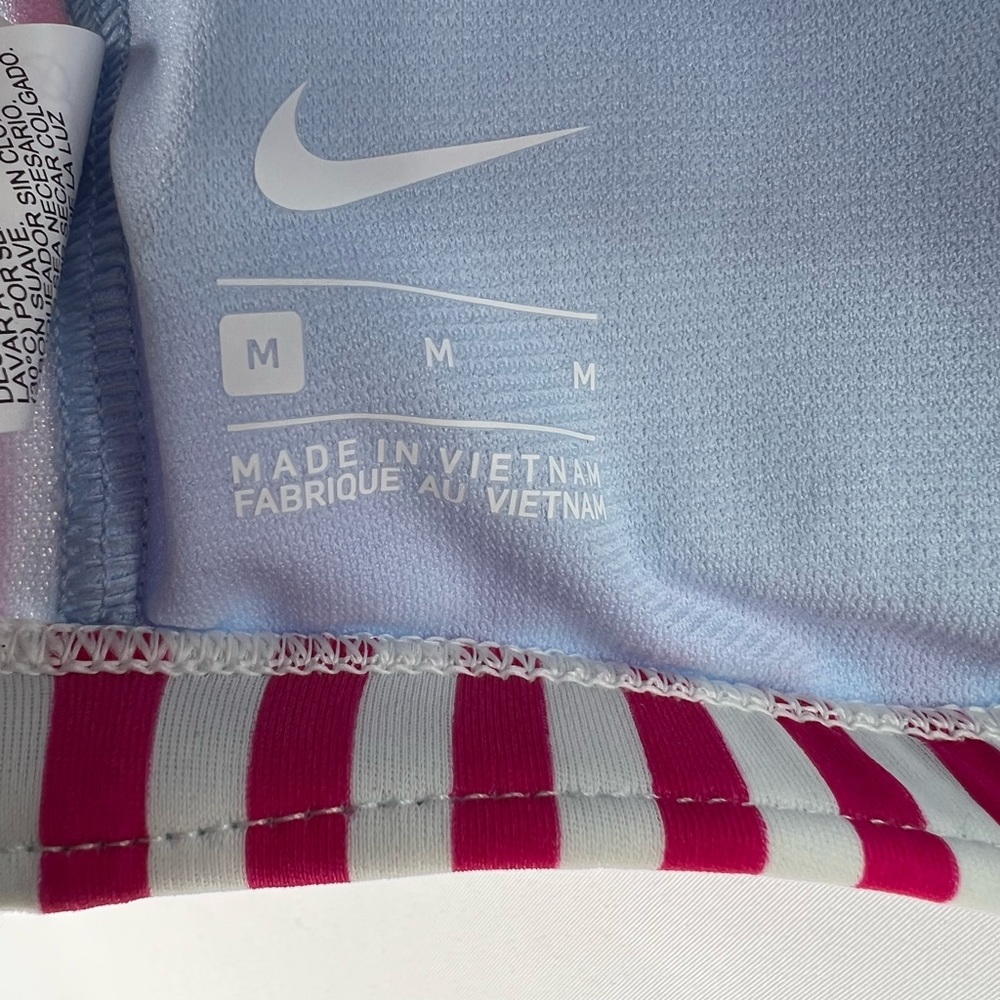 NIKE WOMENS FIREBERRY LAYERED STRIPED PADDED TANKINI TOP SZ MEDIUM - Picture 4 of 6